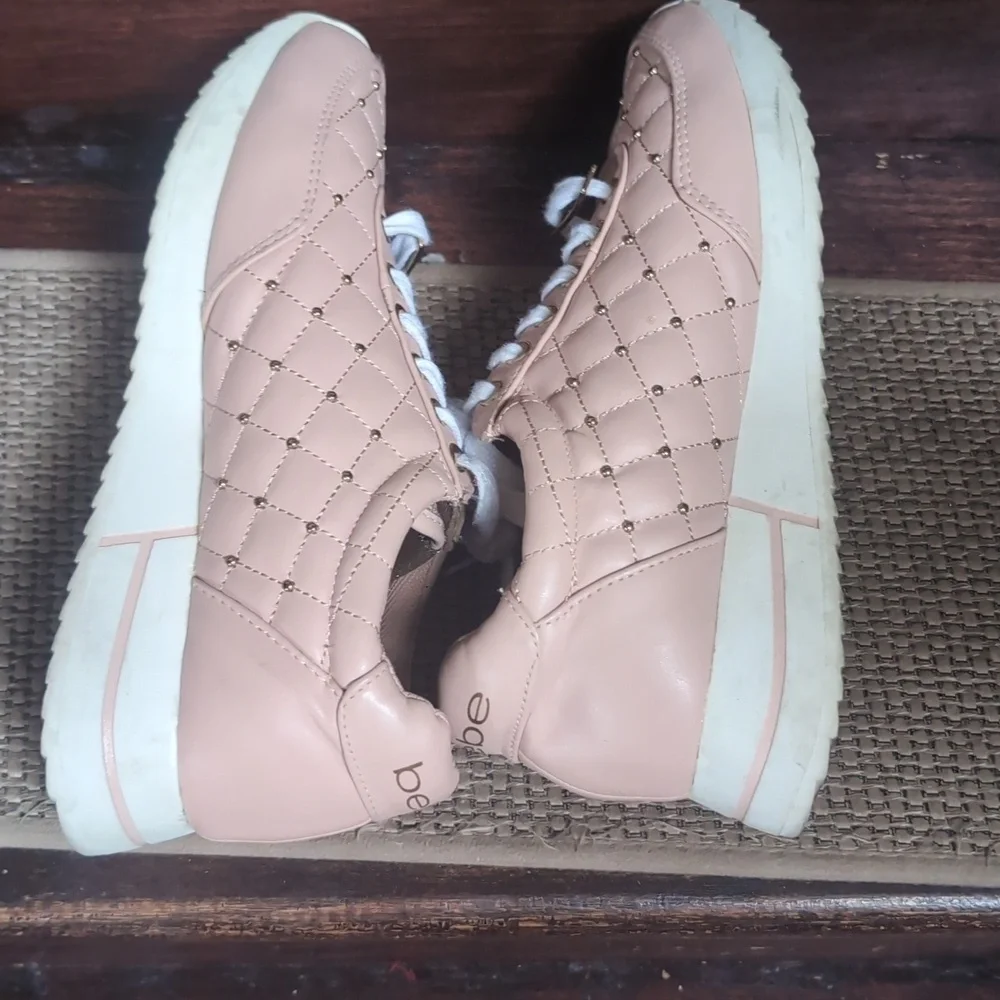 Bebe Sport Barkley Size 7 Pink Lace-Up Athletic Sneakers
